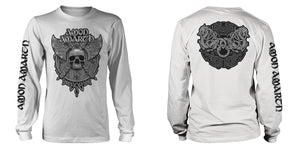 Amon Amarth - Grey skull  White  Long Sleeve